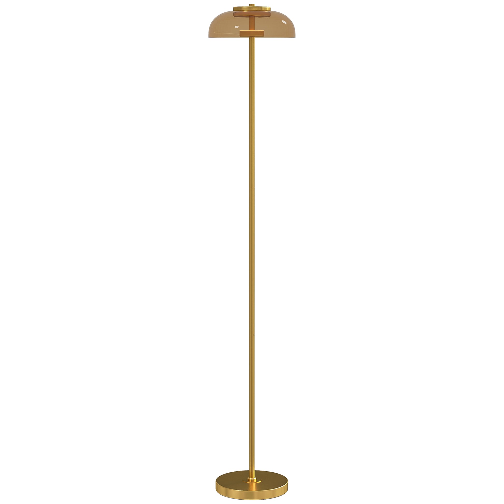 Lampadaire sur pied de salon, lampe salon LED avec lumière chaude 3000 K et interrupteur à pied, Ø25x134cm, ton laiton