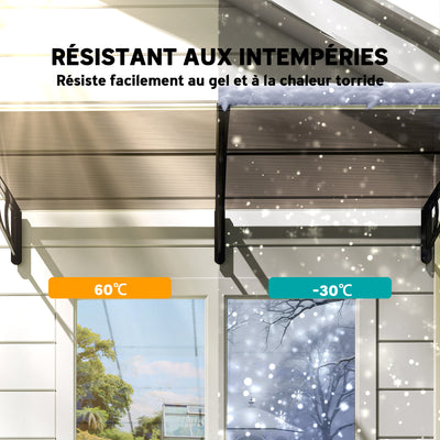 Auvent de porte toit marquise en polycarbonate auvent de porte d'entrée bord en aluminium contre la pluie et UV