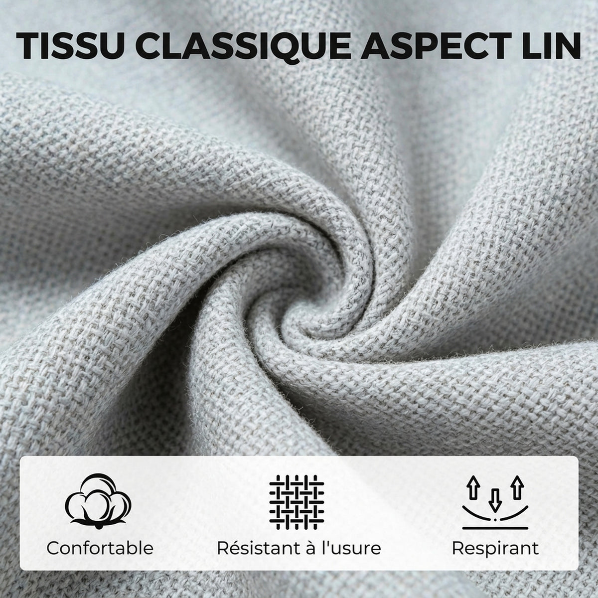 Fauteuil de Salon en Tissu effet Lin, Accoudoirs Intégrés, Assise Épaisse, Base Ouverte, 60x62x79cm, Gris