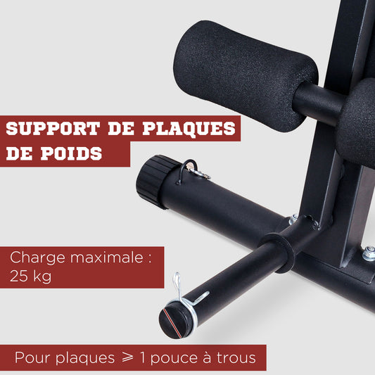 Banc de musculation pliable inclinable, banc réglable pour le développé couché, le curl biceps, la musculation du dos et des abdominaux, avec extenseur des jambes, acier, noir rouge