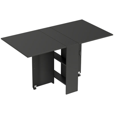Table pliante de cuisine salle à manger amovible sur roulettes 75 x 140 x 74 cm coloris noir