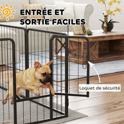 Parc pour chien, parc pour animaux, 16 panneaux, clôture portable pliable, sécurisé, noir