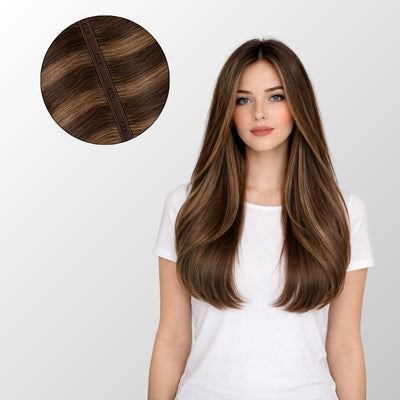 Honey Blonde Balayage (1A/1A+4Q) Butterfly Weft Hair Extensions (100g-150g)