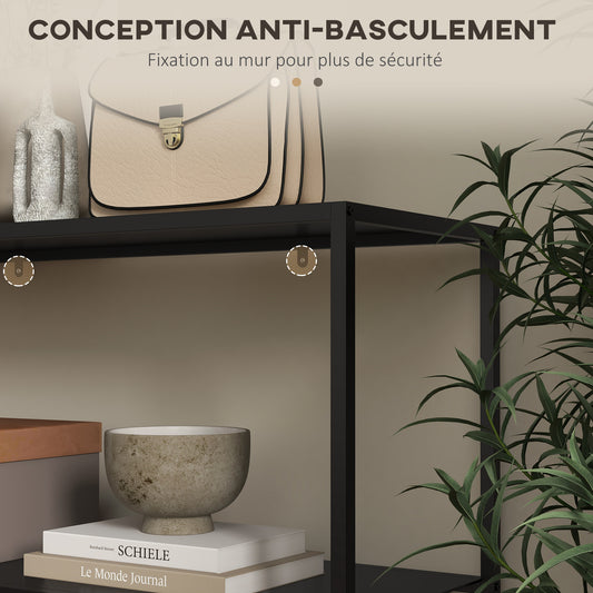 Table console table d'appoint d'entrée minimaliste industrielle 2 étagères 90 x 30 x 75 cm acier noir