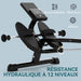 Rameur hydraulique à 12 niveaux avec écran LCD, pour l'entraînement cardio à domicile, charge max. 130 kg, noir Aosom