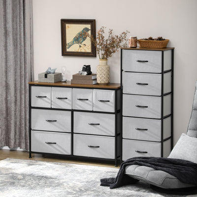 Commode 8 tiroirs meuble de rangement tiroir en tissu pliant - structure acier noir - 100 x 30 x 78 cm