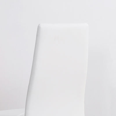 Lot de 4 chaises de salle à manger avec dossier haut, revêtement synthétique et pieds en acier, blanc