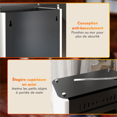 Cheminée poêle à éthanol avec réservoir 1,2L 3h de durée de combustion couverture 20 à 25 m² 50 x 27 x 82 cm noir
