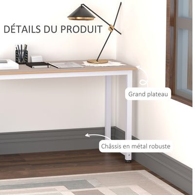 Table d'ordinateur table de salle à manger 120L x 60l x 76H cm chêne et Blanc Multifonction Grand Plateau Cadre Robuste en métal