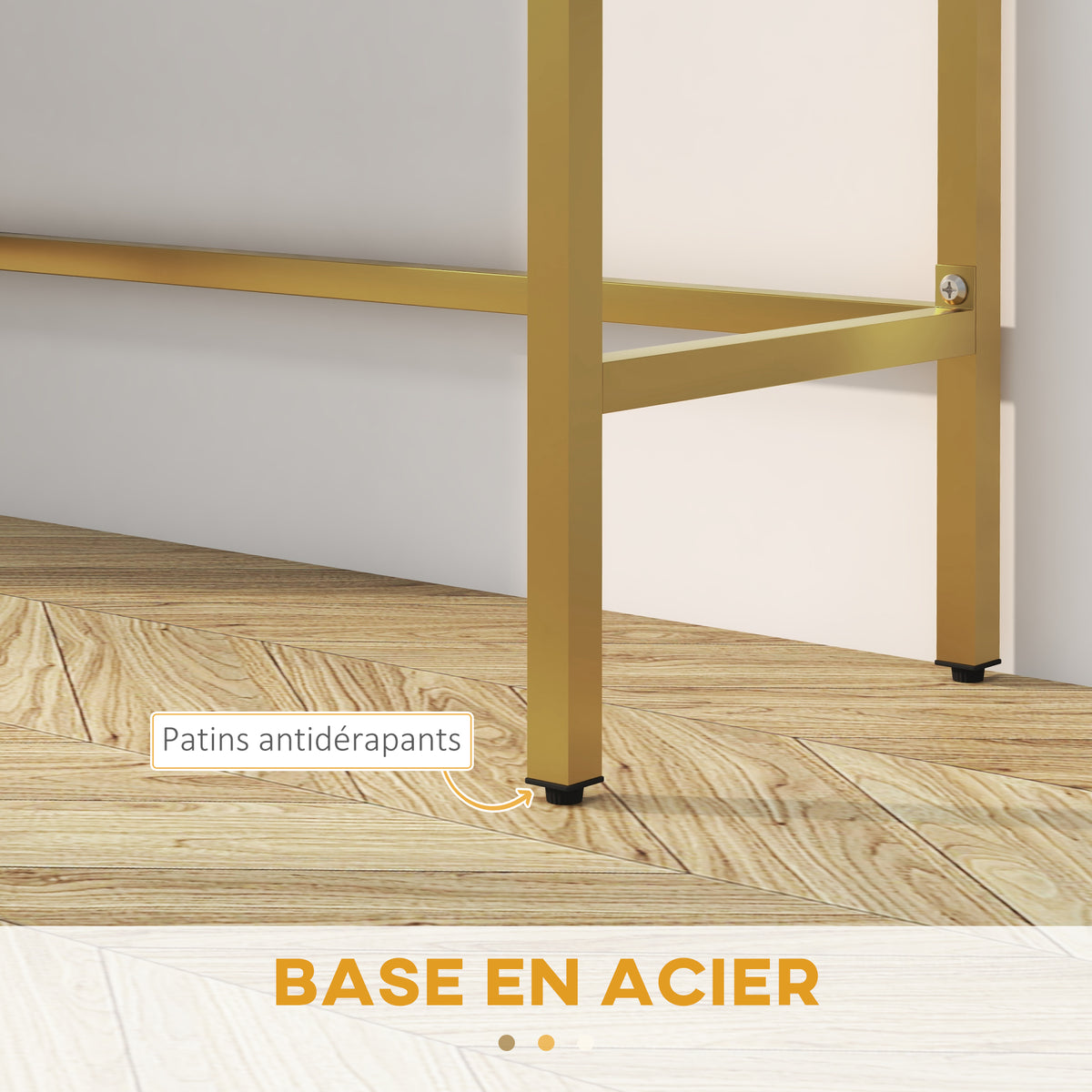 Table console console meuble avec 2 tiroirs base en acier avec pieds antidérapants 80 x 31,5 x 75 cm blanc