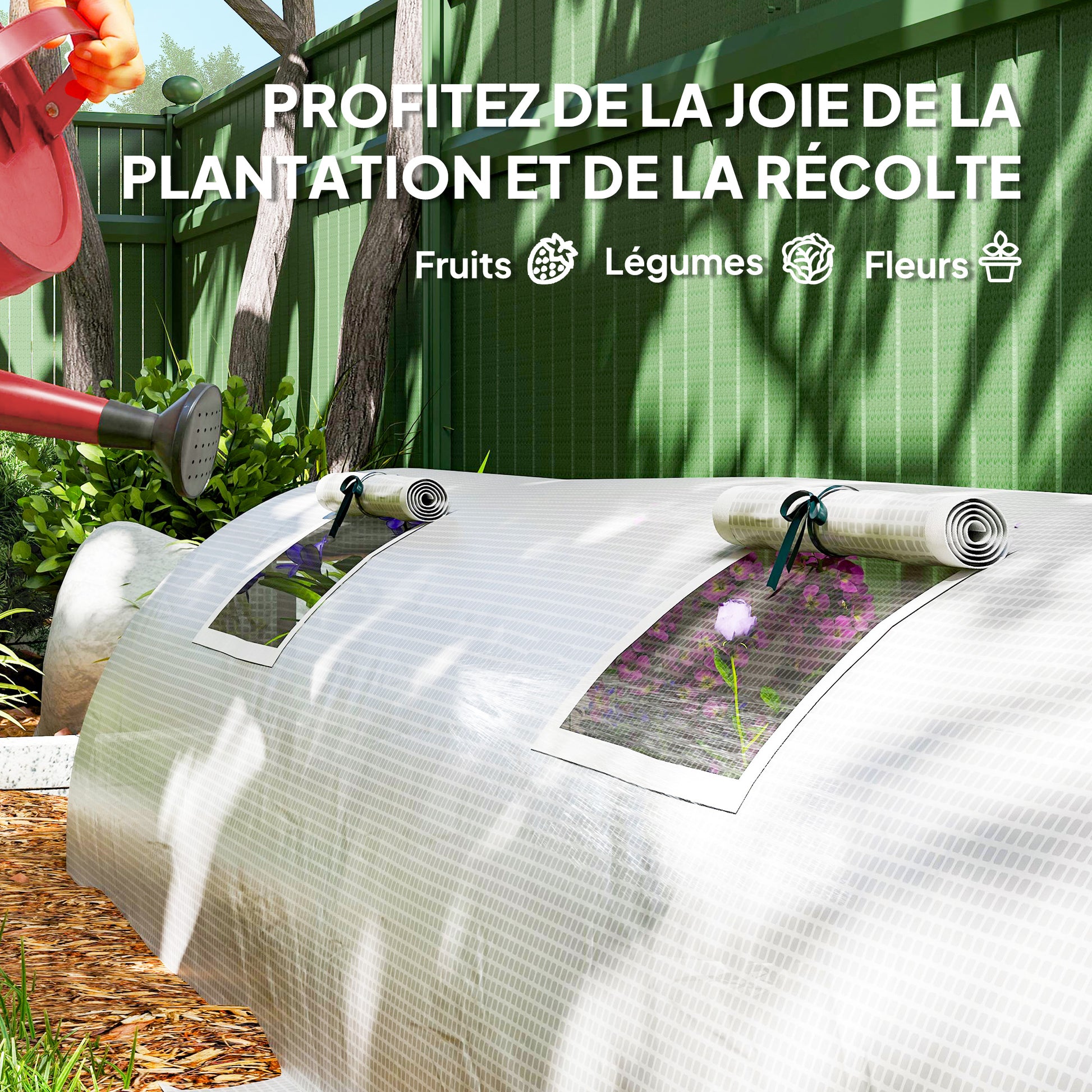 Mini Serre de Jardin mini serre tunnel 4 fenêtres avec Zip enroulables Acier PE 140 g/m² Anti-UV 360x90x90cm Vert