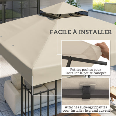 Toile pour tonnelle 3 x 3 m toile de rechange pour tonnelle à 2 niveaux protection UPF30+ trous de drainage crème