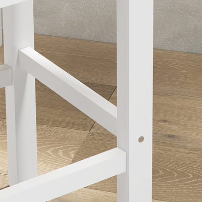 Lot de 2 chaises hautes, chaises de bar style campagne chic en bois hauteur 60 cm avec repose-pieds, blanc