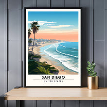 Impression San Diego, USA | Poster de voyage San Diego  | Vue sur mer