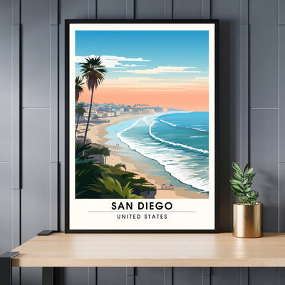 Impression San Diego, USA | Poster de voyage San Diego  | Vue sur mer