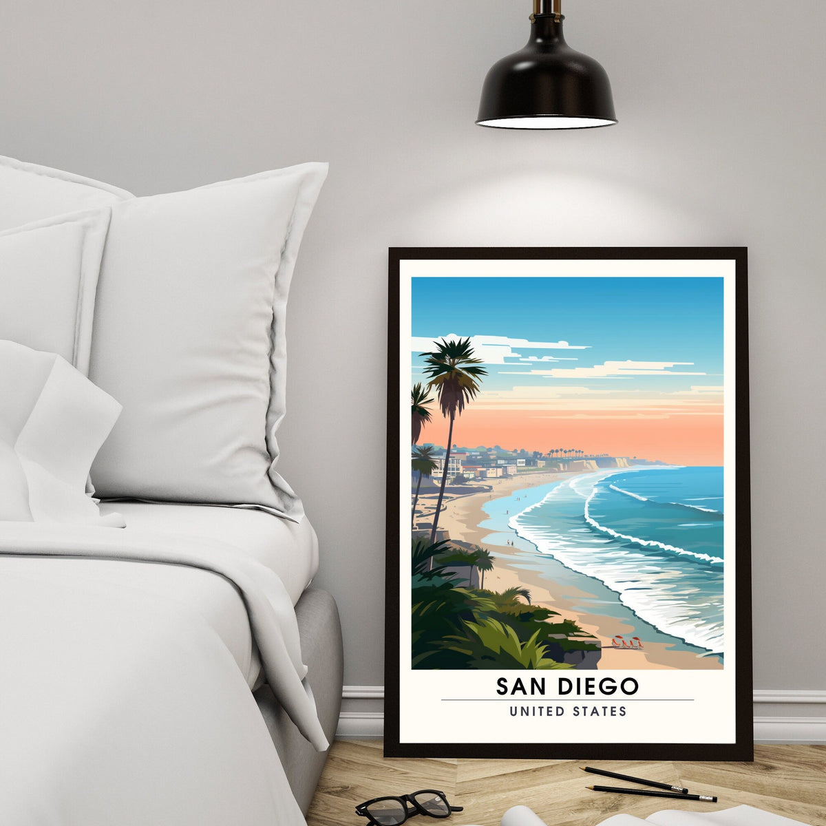 Impression San Diego, USA | Poster de voyage San Diego  | Vue sur mer