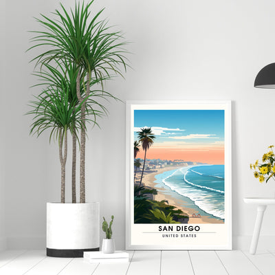 Impression San Diego, USA | Poster de voyage San Diego  | Vue sur mer