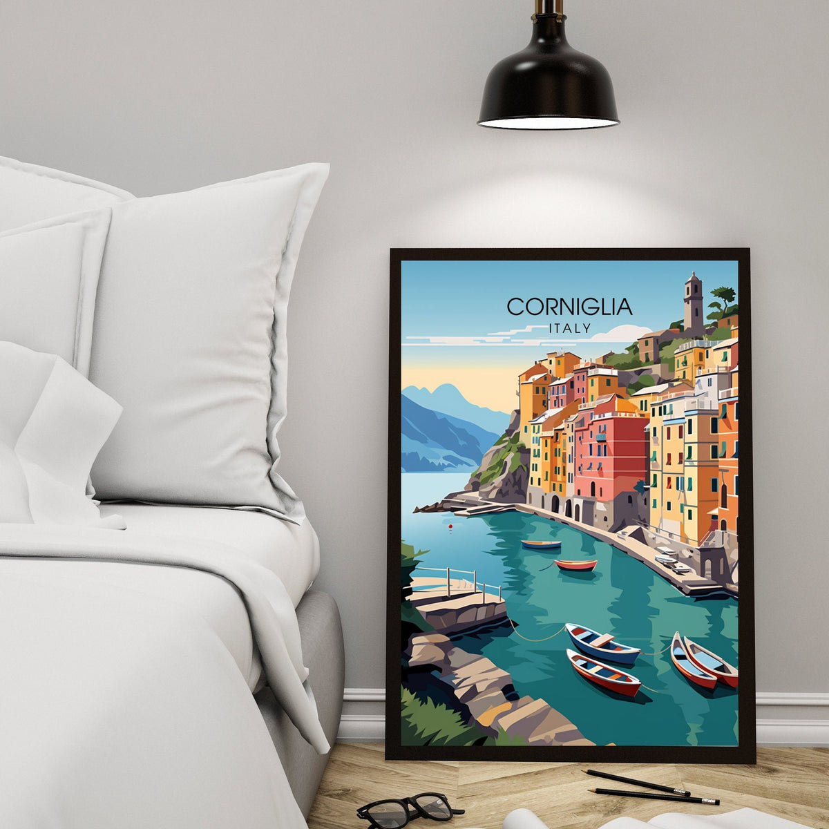 Affiche Corniglia, Italie | impression  de voyage Corniglia | affiche de voyage Cinque Terre | Affiche de voyage Italie