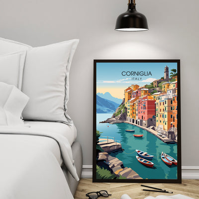 Affiche Corniglia, Italie | impression  de voyage Corniglia | affiche de voyage Cinque Terre | Affiche de voyage Italie