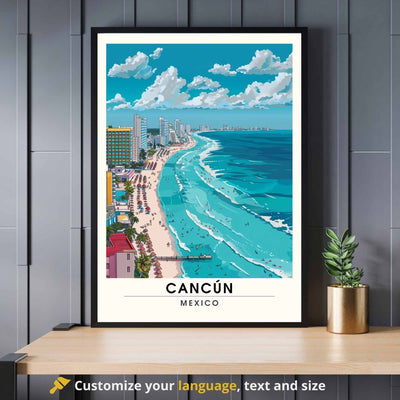 Impression Cancún | Affiche de voyage Cancún, Mexique | Impression Mexique  |  Cancún vue de ciel