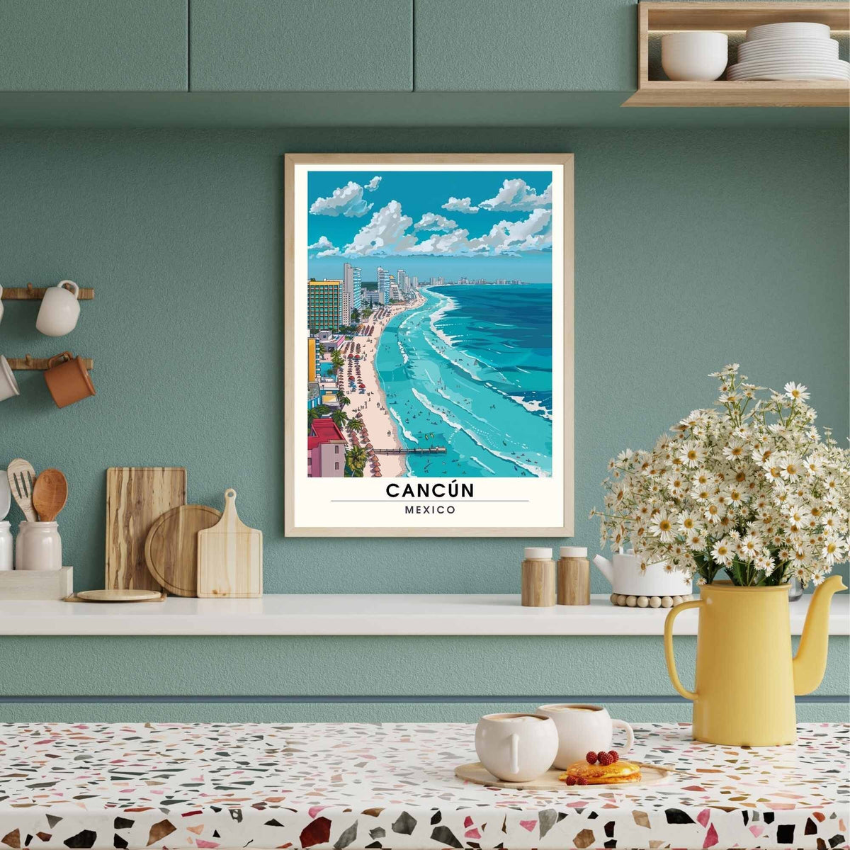 Impression Cancún | Affiche de voyage Cancún, Mexique | Impression Mexique  |  Cancún vue de ciel