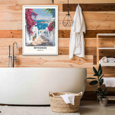 Affiche Mykonos | Impression Mykonos, Grèce - Les rues et les maisons de Mykonos