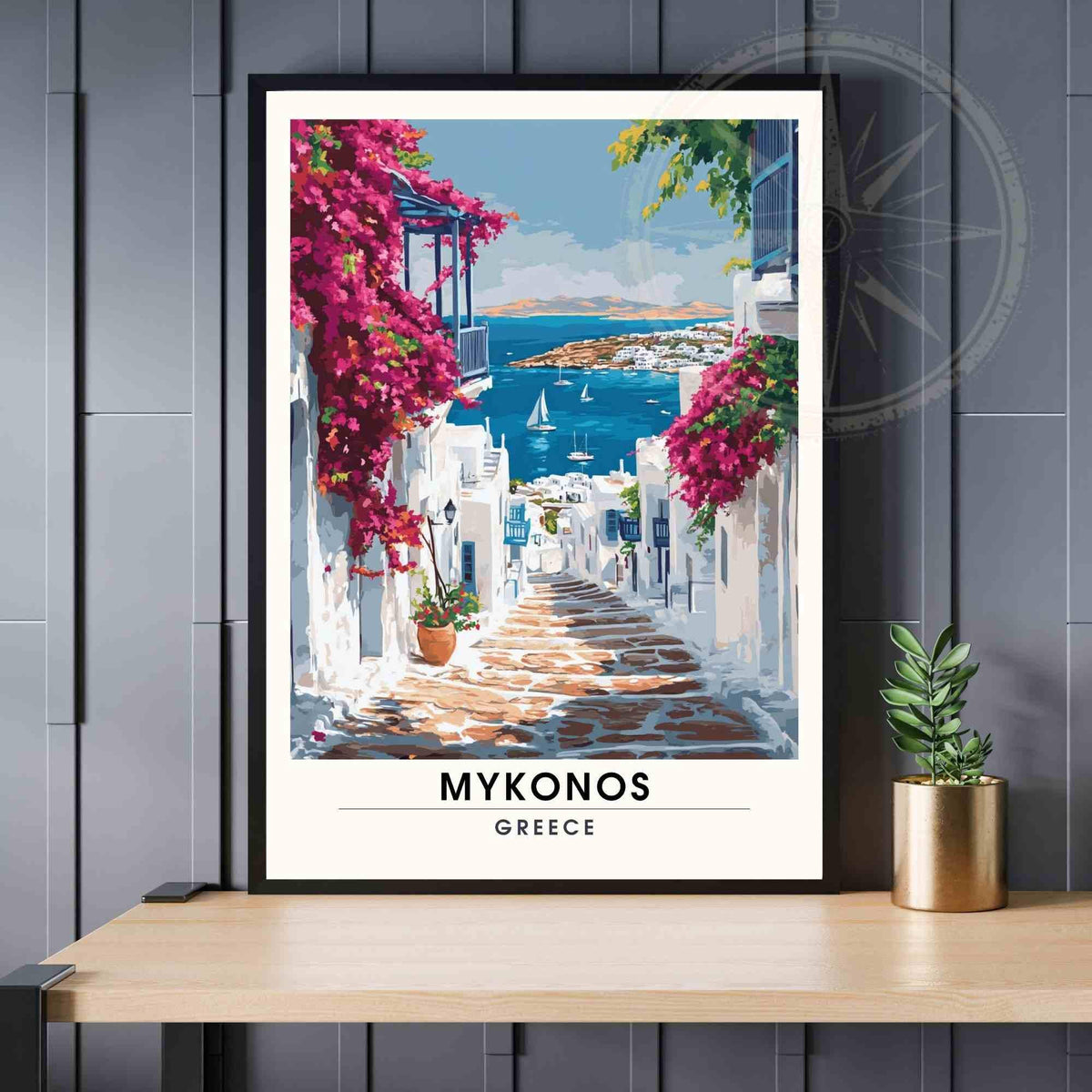 Affiche Mykonos | Impression Mykonos, Grèce - Les rues et les maisons de Mykonos