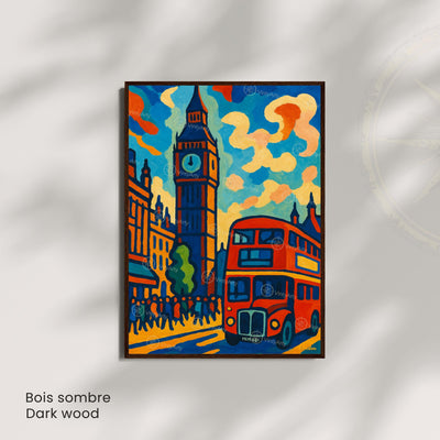 Affiche Londres – Big Ben & Bus Rouge | Poster peinture colorée style moderne | Déco murale britannique | Avec ou sans cadre