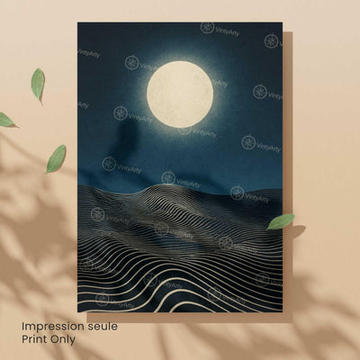 Affiche Lune Minimaliste – Poster abstrait nuit étoilée – Art mural moderne