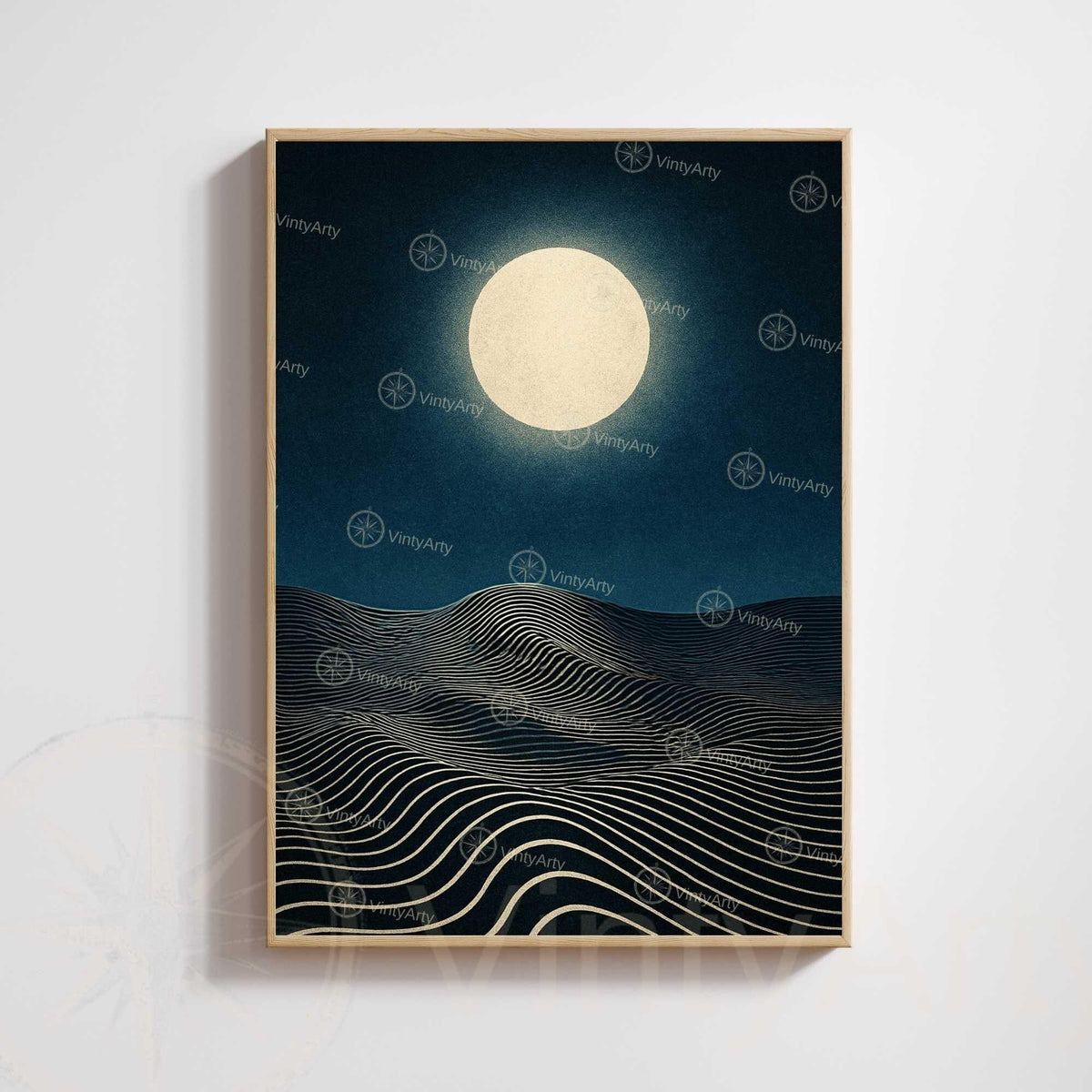 Affiche Lune Minimaliste – Poster abstrait nuit étoilée – Art mural moderne