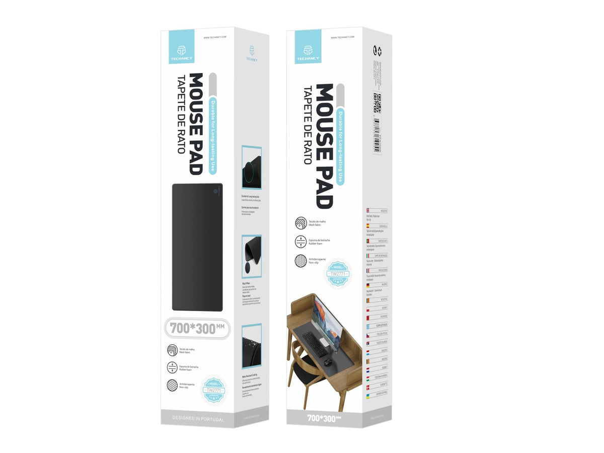 Tapete para rato Techancy 30 x 70 cm, TW2771, borracha antiderrapante, adequado para jogos de PC, preto