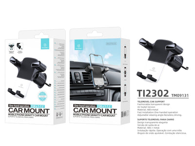 Techancy Suporte Para Telemóvel Para Automóvel Ti2302 Preto, 4,7-7,2 Polegadas, Design Transparente, Fixo Por Gravidade