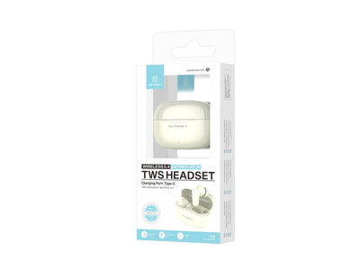 Techancy Auriculares Bluetooth TWS Wireless 5.4 KP2715 Microfone HD Toque inteligente USB C para Android iPhone Creme