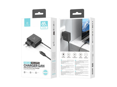 Techancy Carregador Rápido GaN USB-C de 65W TL7347, pequeno e portátil, compatível com vários dispositivos