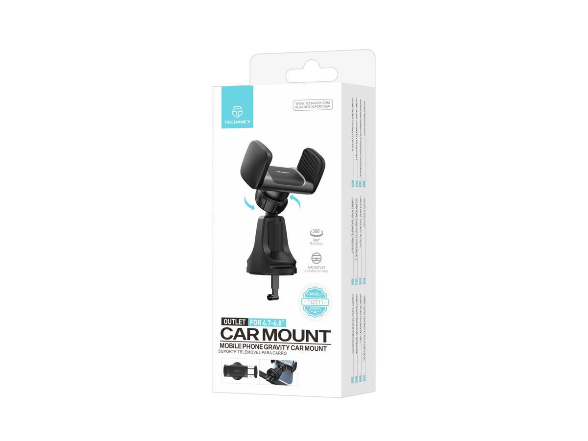 Techancy Suporte Para Telemóvel Para Automóvel Ti2311 Preto, Suporte De Ventilação Para Automóvel, Telemóvel De 4,7-6,8 Polegadas