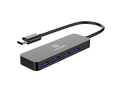 Hub Techancy Tipo C para USB 3.0, KK2107, expansor USB 4 em 1, preto