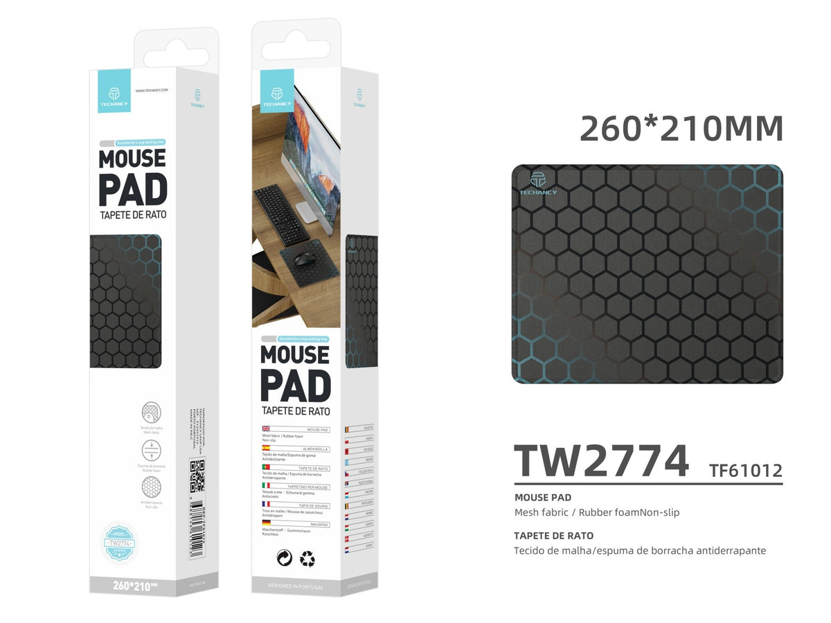 Tapete para rato Techancy 21*26 cm, TW2774, borracha antiderrapante, adequado para jogos de PC, preto