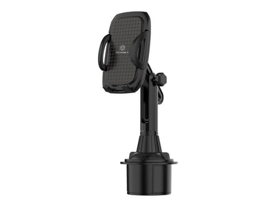 Suporte para telemóvel Techancy, TI2265, instalado no suporte para copos do carro, preto