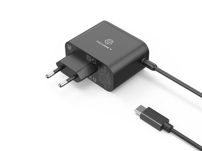Techancy Carregador Rápido GaN USB-C de 65W TL7347, pequeno e portátil, compatível com vários dispositivos