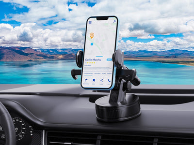 Suporte adesivo para telemóvel para carro Techancy, TI2275, interruptor de um toque, preto