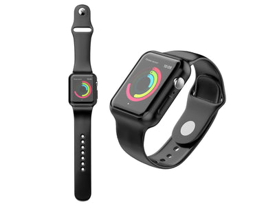 Pulseira totalmente adesiva para relógio Techancy, KC2112, compatível com Apple Watch 38-40 mm, Preto