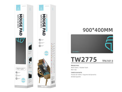 Tapete para rato Techancy 40 x 90 cm, TW2775, borracha antiderrapante, adequado para jogos de PC, preto