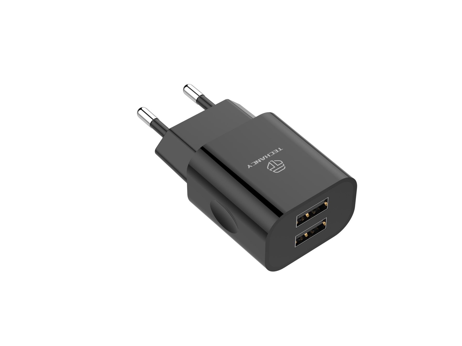 Techancy Carregador De Parede 2usb Preto TA2791,5V-2.4A Carregamento,Conjunto De Cabos Usb-Tipo-C 1m,Suporta Telemóveis Usb-C