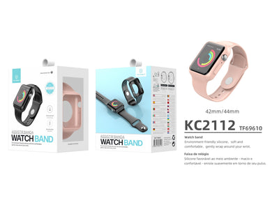 Pulseira para relógio totalmente adesiva Techancy, KC2112, compatível com Apple Watch 42-44 mm, rosa