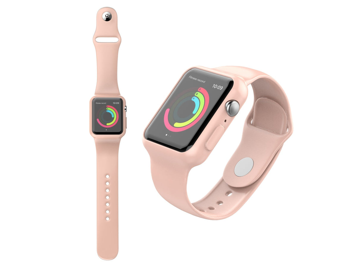 Pulseira para relógio totalmente adesiva Techancy, KC2112, compatível com Apple Watch 42-44 mm, rosa