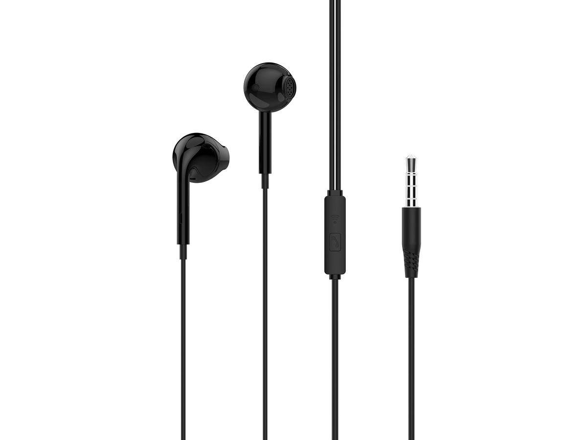 Techancy Auscultadores Intra-Auriculares Pretos 1.2m TD8085 Com Cabo E Microfone, Auscultadores Para Música De 3,5 Mm