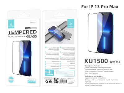 Protetor de ecrã premium para smartphone Techancy, KU1500, vidro temperado de 0,33 mm, compatível com iPhone 13 Pro Max