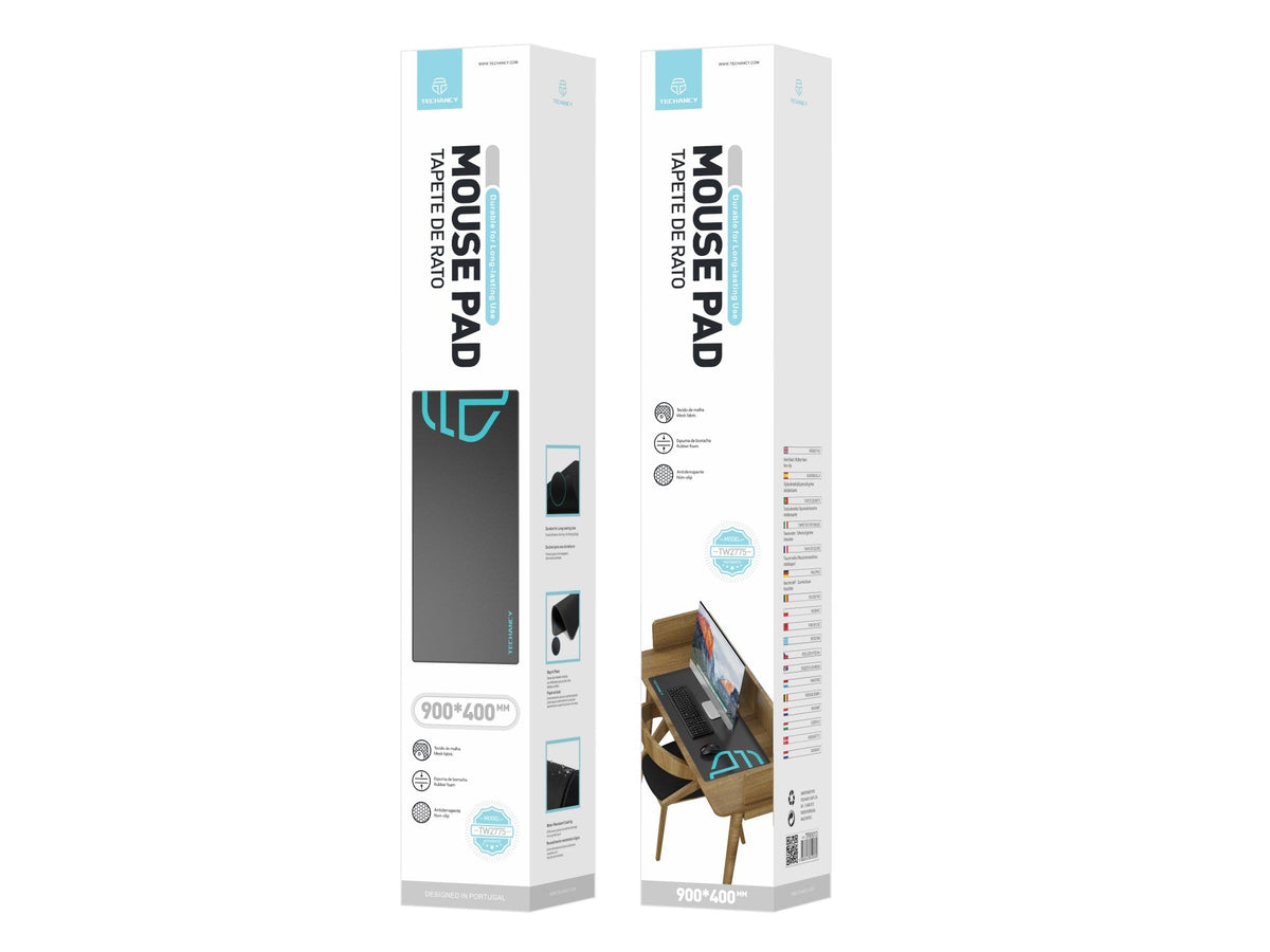 Tapete para rato Techancy 40 x 90 cm, TW2775, borracha antiderrapante, adequado para jogos de PC, preto