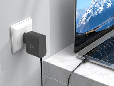 Techancy Carregador Rápido GaN USB-C de 65W TL7347, pequeno e portátil, compatível com vários dispositivos