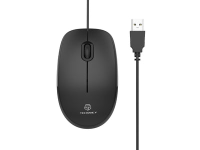 Techancy Rato Com Fios Usb Preto TJ6109, 1,35 M Plug And Play, 1000dpi, Design Ergonómico Da Roda De Deslocamento Antiderrapante.